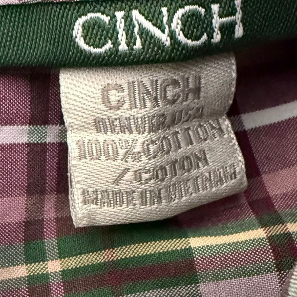 Cinch Western Plaid Shirt Mens Small Long Sleeve Button Down Cowboy Rodeo - Picture 3 of 7